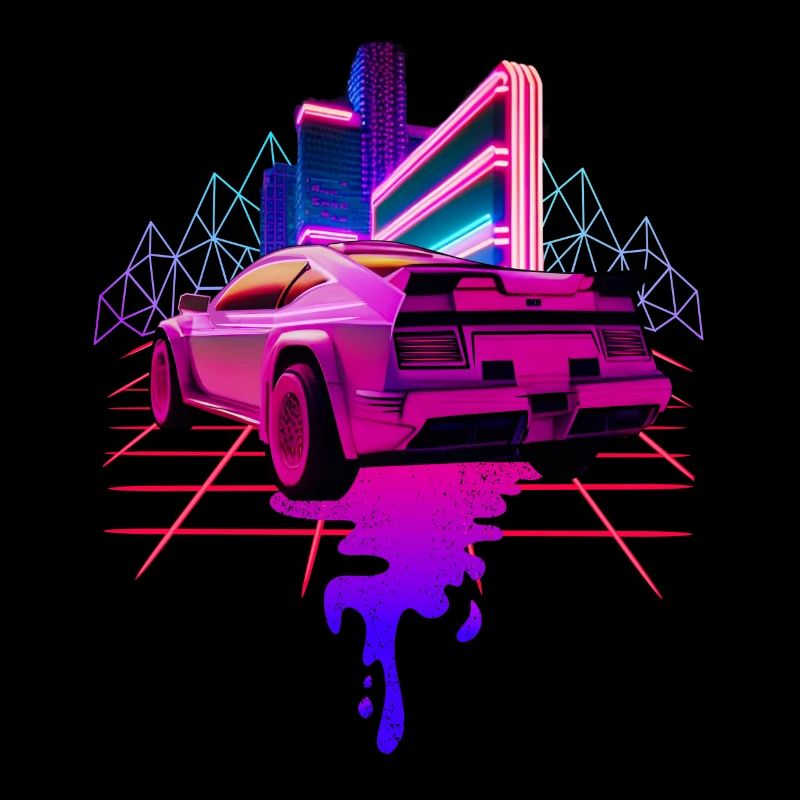 Rétro Wave Voiture de sport Vaporwave