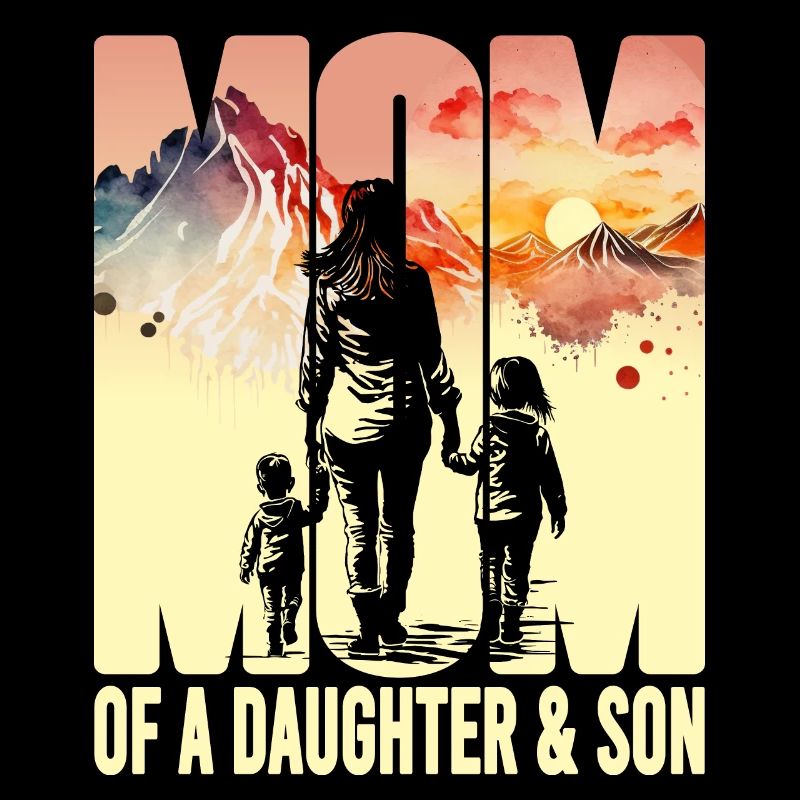 Mutter mit Tochter Sohn Muttertag Berge Mama Kind