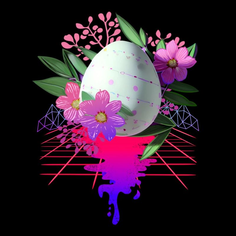 Easter Egg Flowers Art Retro Wave
