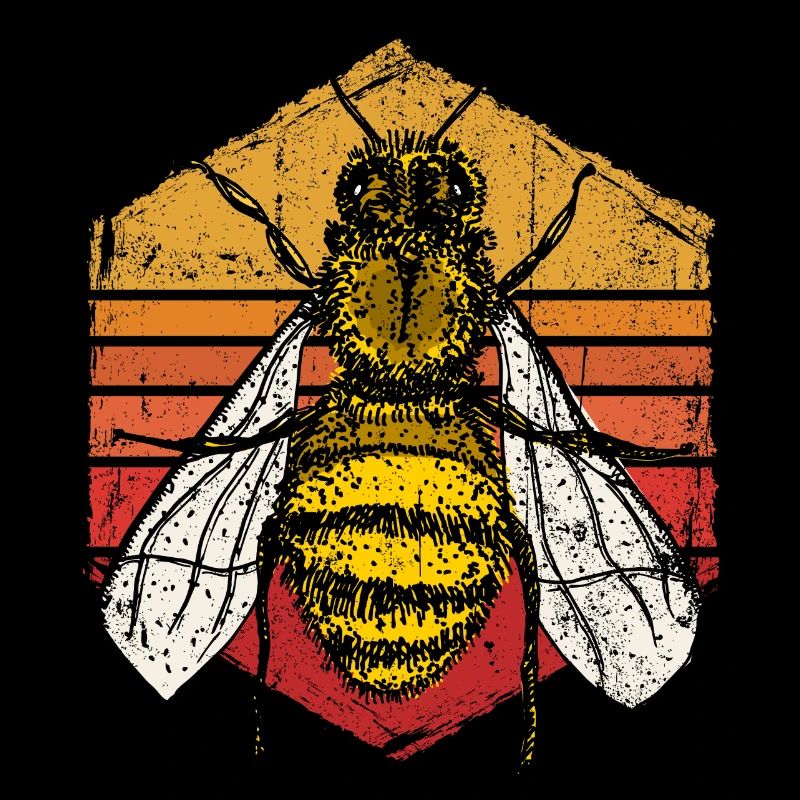 Sunset Bee Retro-Illustration