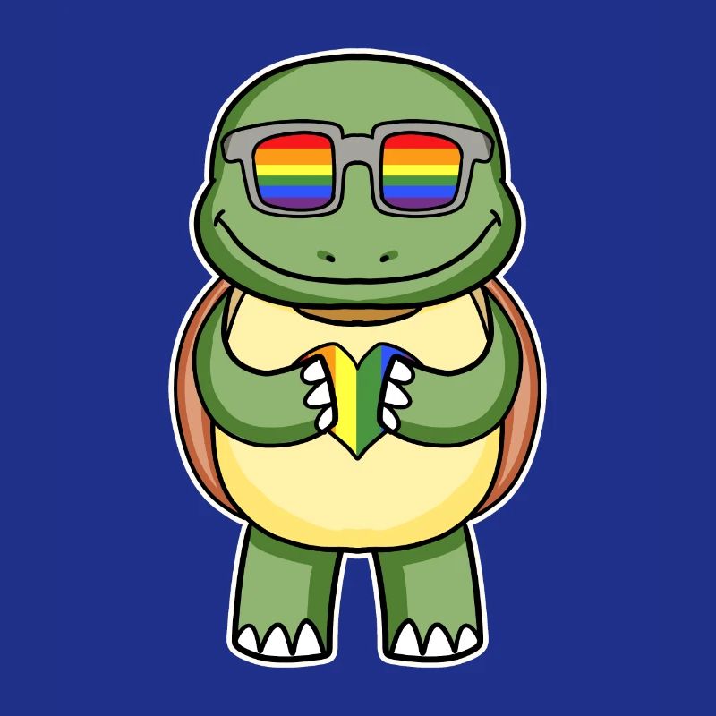 Rainbow - Turtle with glasses and heart
