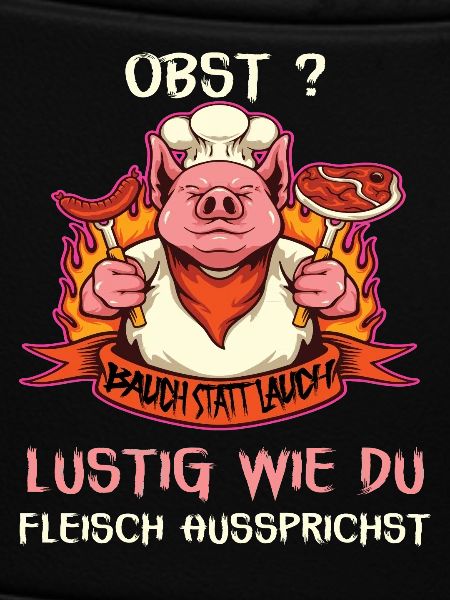 Witziges Schwein mit Fleischspruch