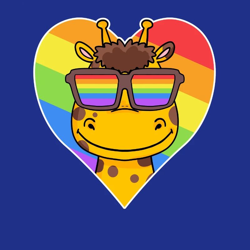 Regenbogen - Giraffe mit Brille und Herz