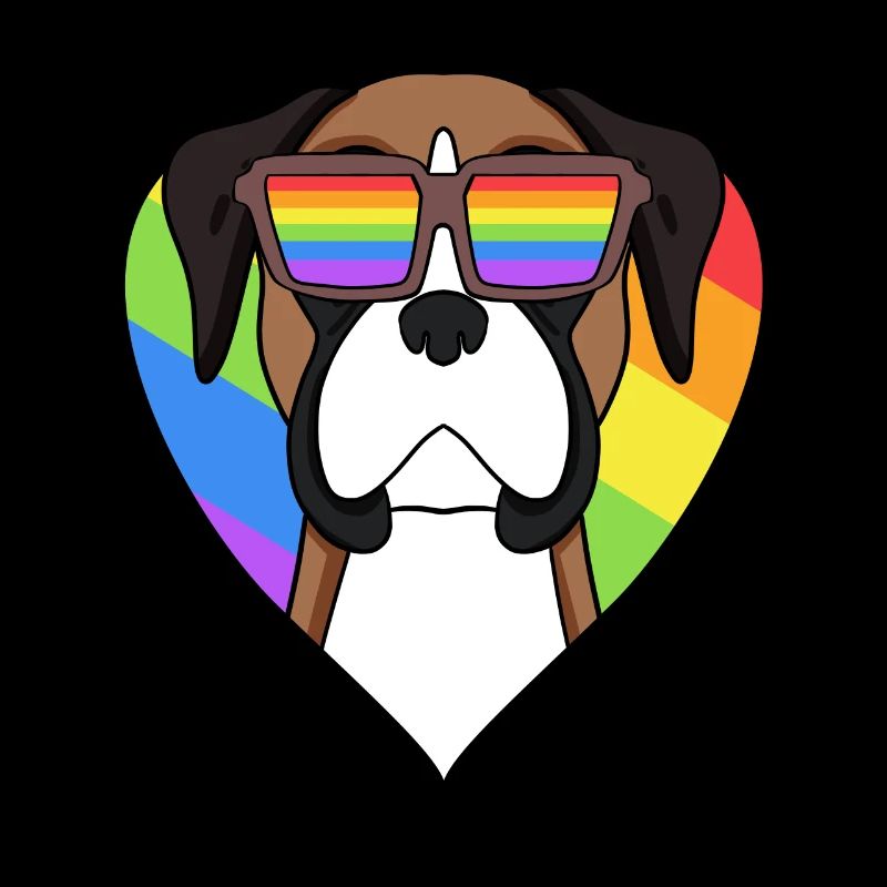 Regenbogen - Hund Deutscher Boxer mit Brille