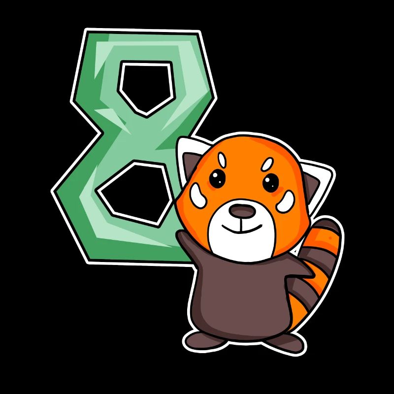 8th Birthday Motif Red Panda - eight years old