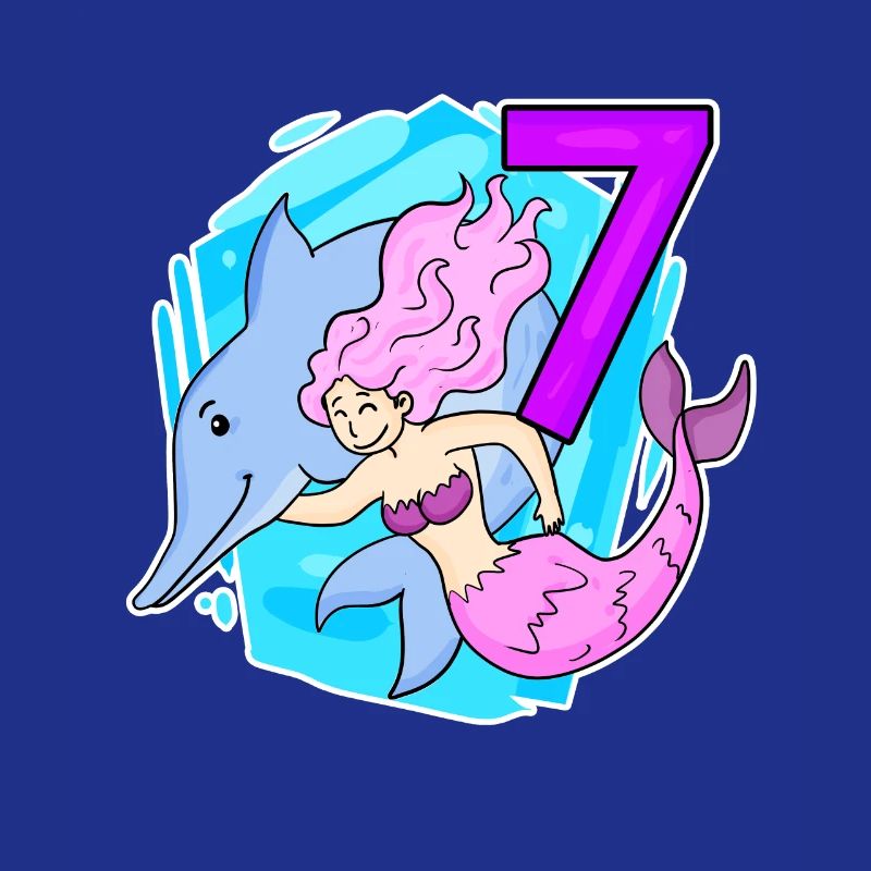 Fille 7 ans 7ème anniversaire sirène