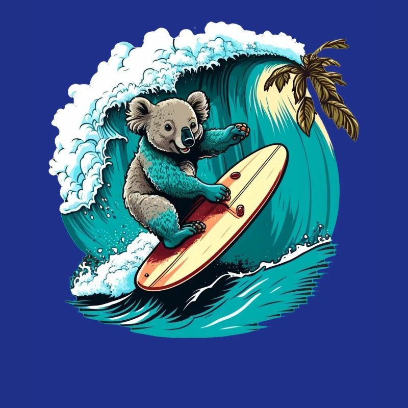 Koala s’amuse à surfer