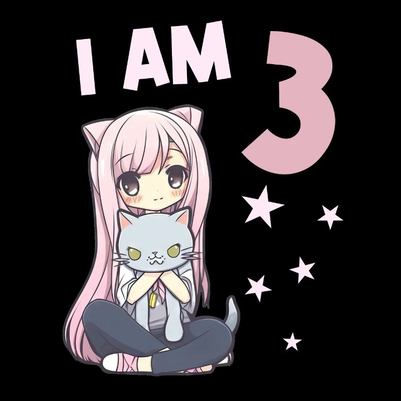 3 Jahre Mädchen Anime Kawaii Katze 3. Geburtstag