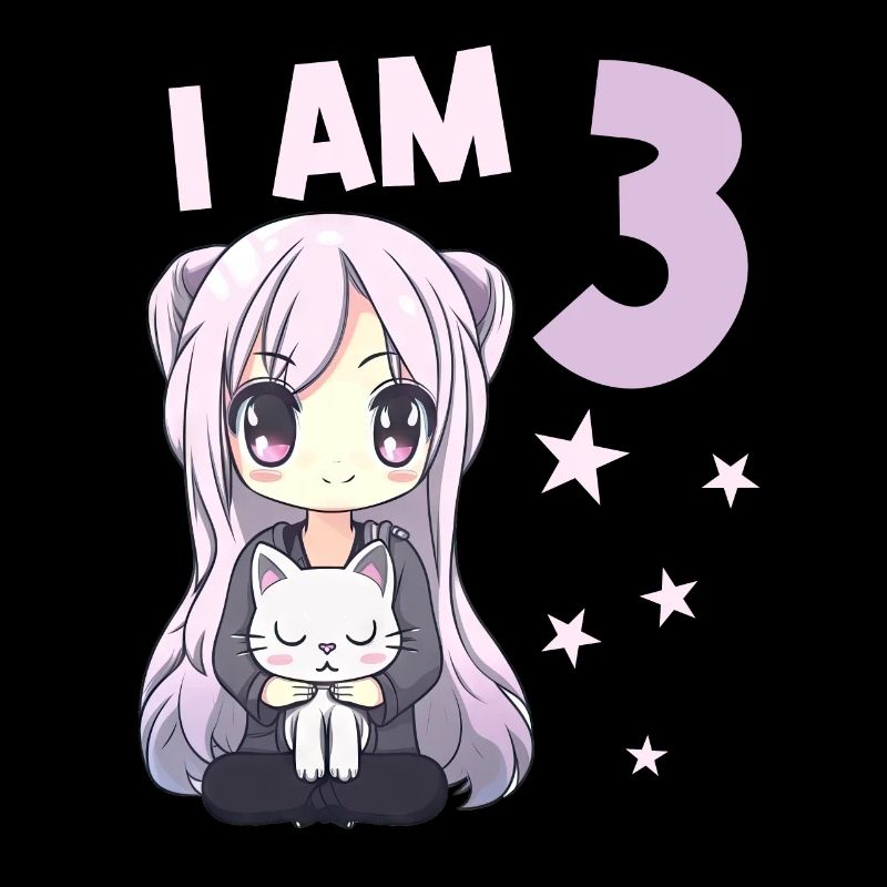3 Jahre Mädchen Anime Kawaii Katze 3. Geburtstag