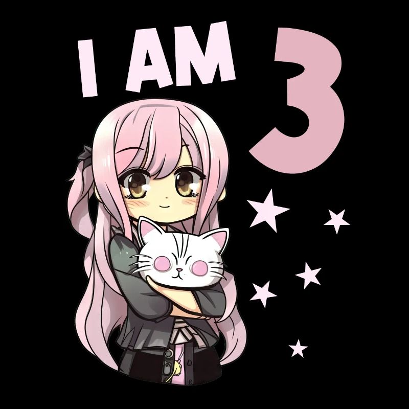 3 Jahre Mädchen Anime Kawaii Katze 3. Geburtstag