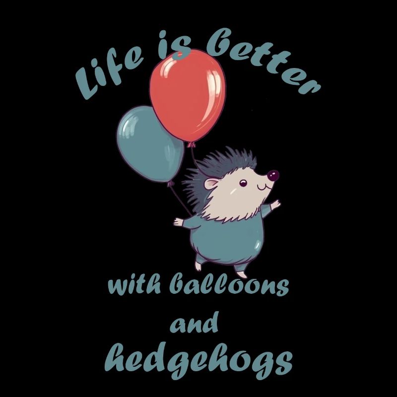 Petit hérisson avec ballons et lettrage