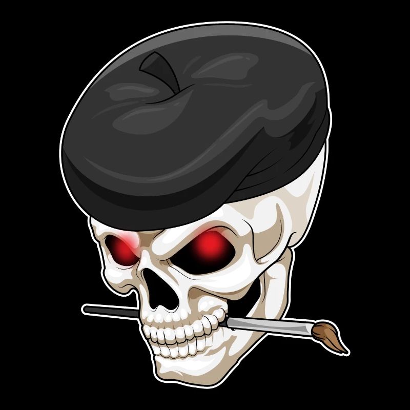 Skull Painter Brush Painting