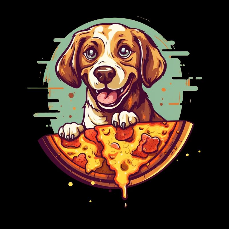 Chien avec pizza