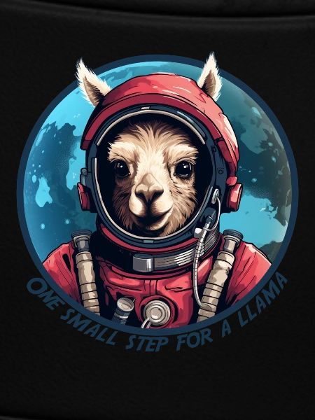 Astronaut llama with lettering
