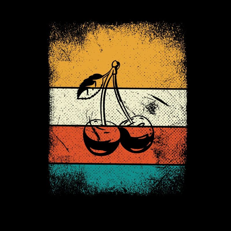 Kirsche Retro Obst Sommer Früchte Rot Geschenk