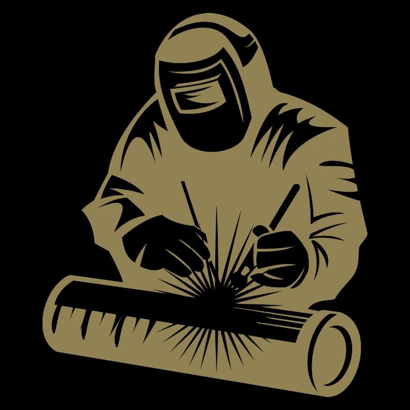 Welder silhouette during arc welding