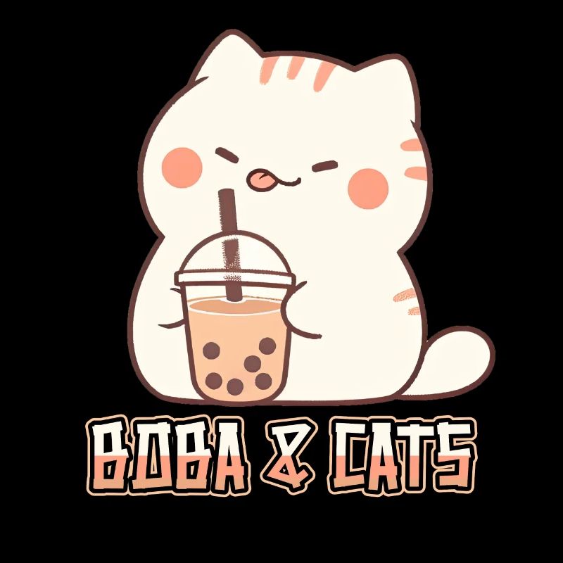Boba and Cats Katze die Bubble Tee Mädchen Anime