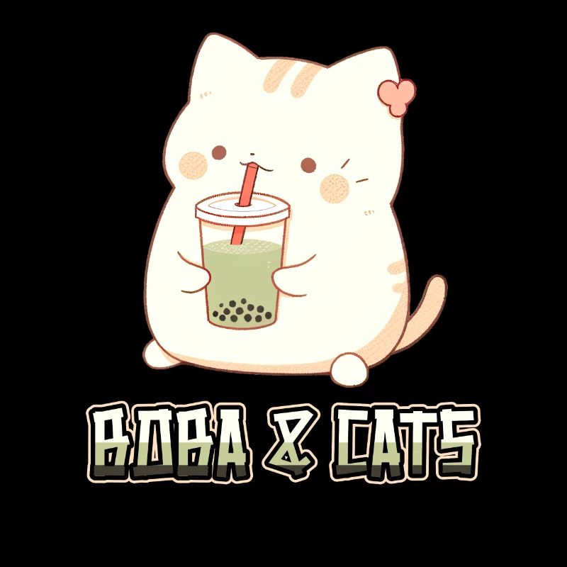 Boba and Cats Katze die Bubble Tee Mädchen Anime