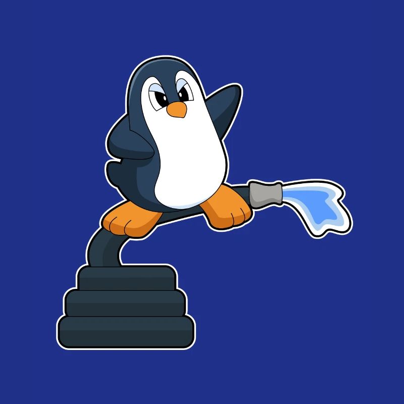 Penguin Firefighter Fire Hose Fire Brigade