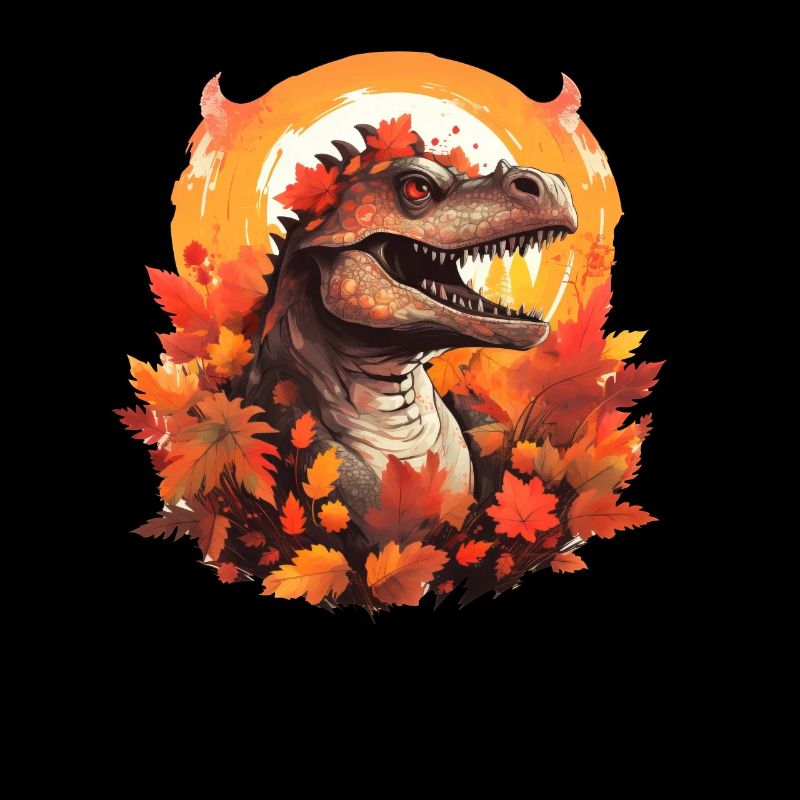 Autumn T-Rex in Sunset Autumn Foliage