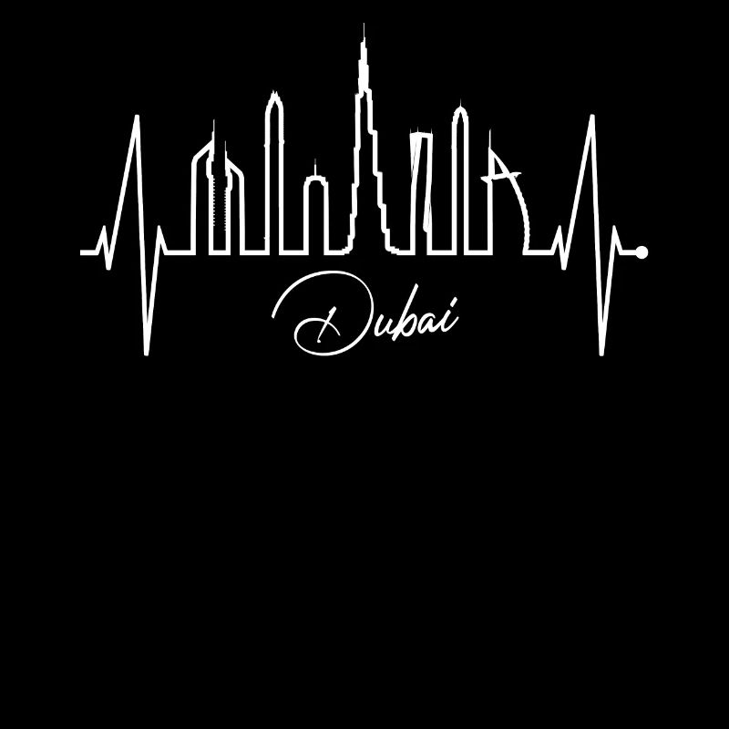Dubai Skyline Heartbeat Burj Khalifa Silhouette