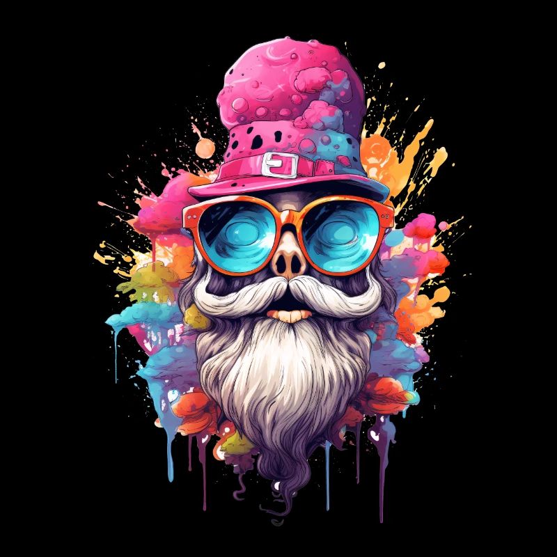 Lustiger Opa mit Hut und Farbexplosion