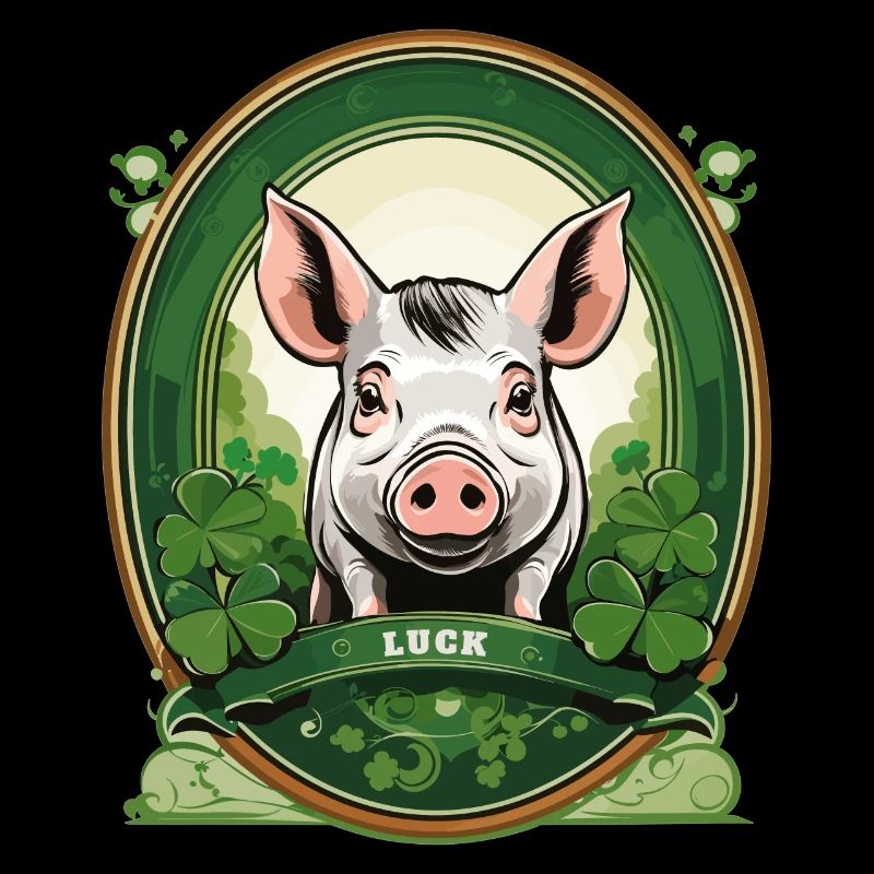 Cochon chanceux avec trèfles