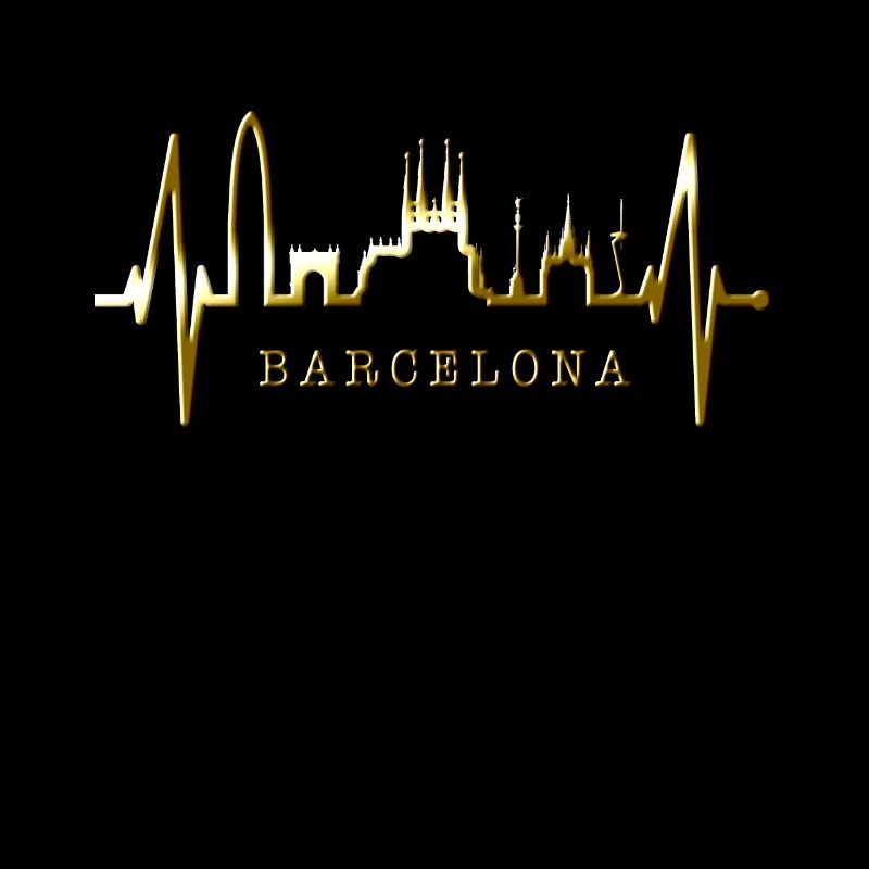 Barcelone Skyline Espagne Heartbeat Fan Barcelone
