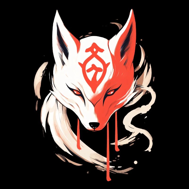 Kitsune Mask Japan Anime Kumiho Fox Samurai