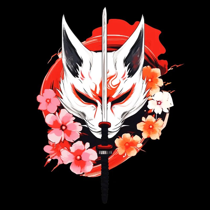 Kitsune Fox Mask Kumiho Samurai Japan Anime