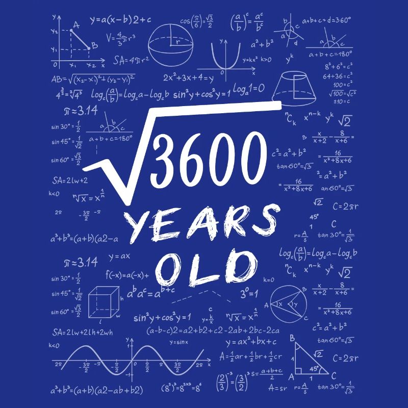 60th Birthday 60 years Square root of 3600 math