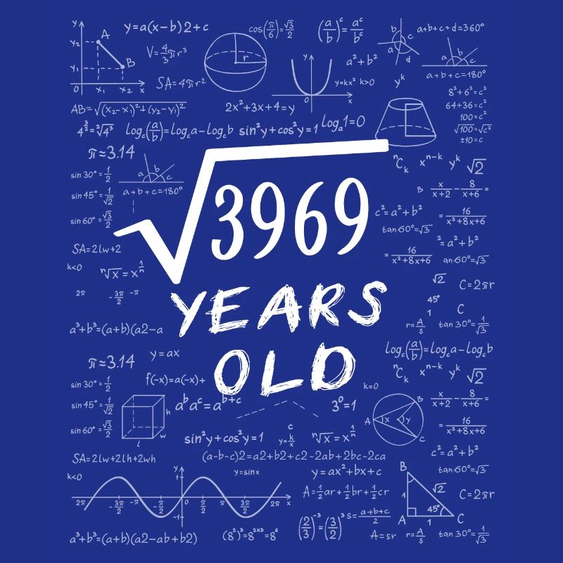 63e Anniversaire 63 ans Racine carrée de 3969 math
