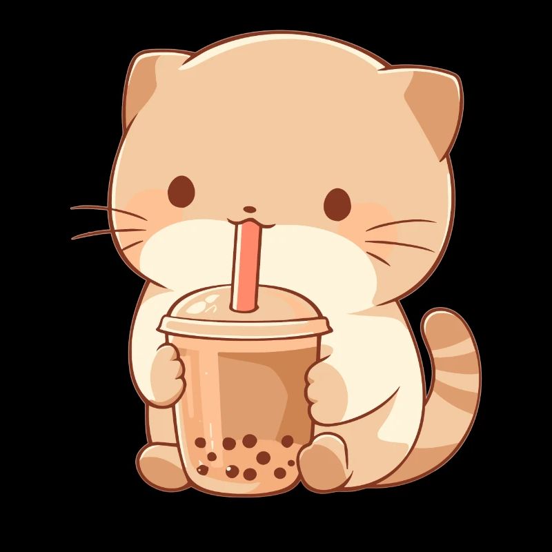 Kawaii Katze trinkt Boba Bubble Tea Chibi