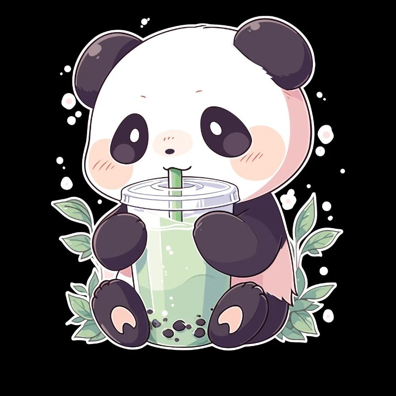Kawaii Panda Drinks Boba Bubble Tea Chibi