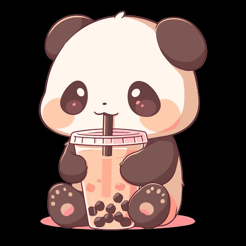 Kawaii Panda boit Boba Bubble Tea Chibi