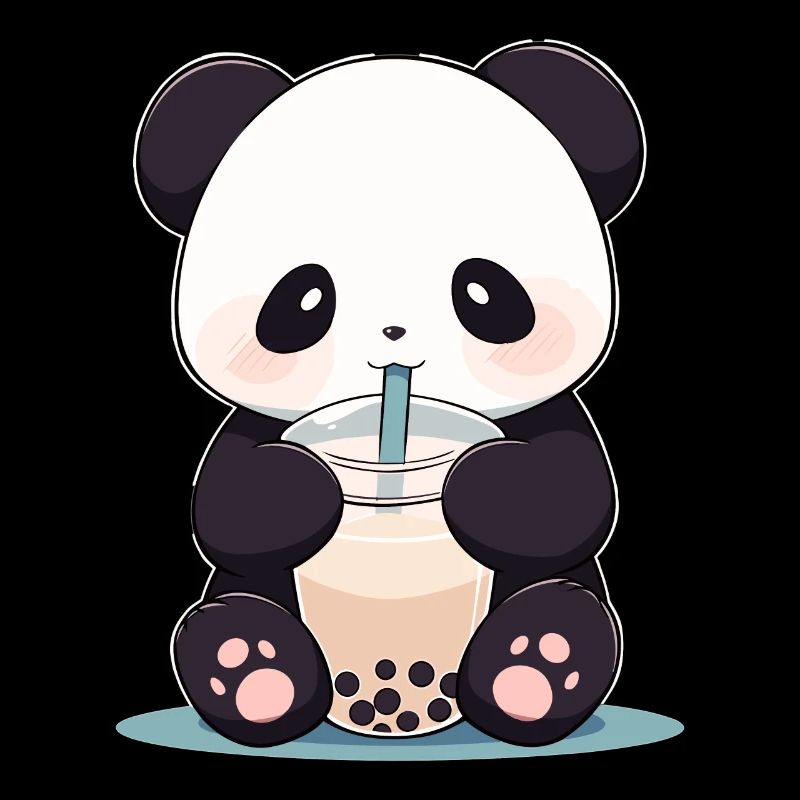 Kawaii Panda Drinks Boba Bubble Tea Chibi