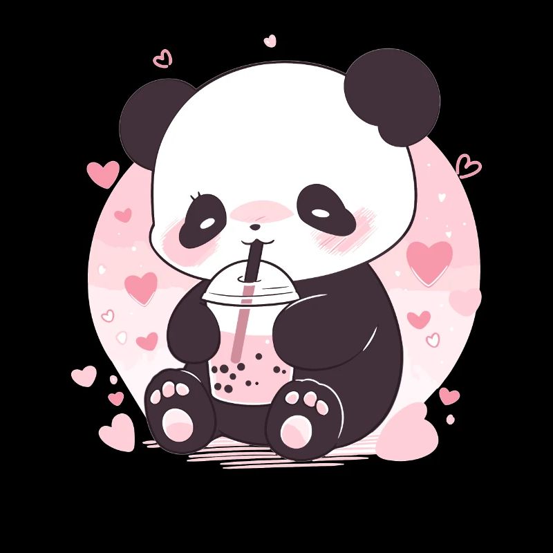 Kawaii Panda Drinks Boba Bubble Tea Chibi