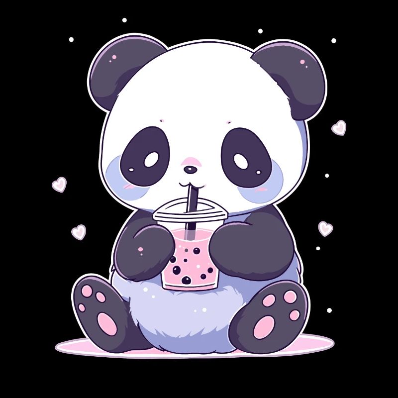 Kawaii Panda Drinks Boba Bubble Tea Chibi