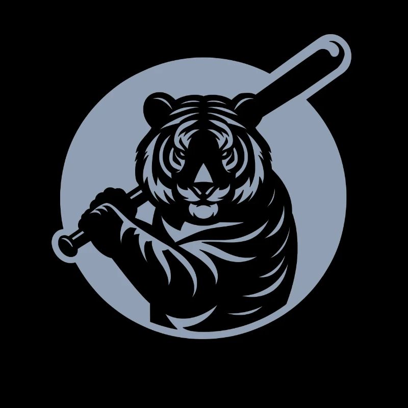 Minimalist Tiger Baseball Player Silhouette