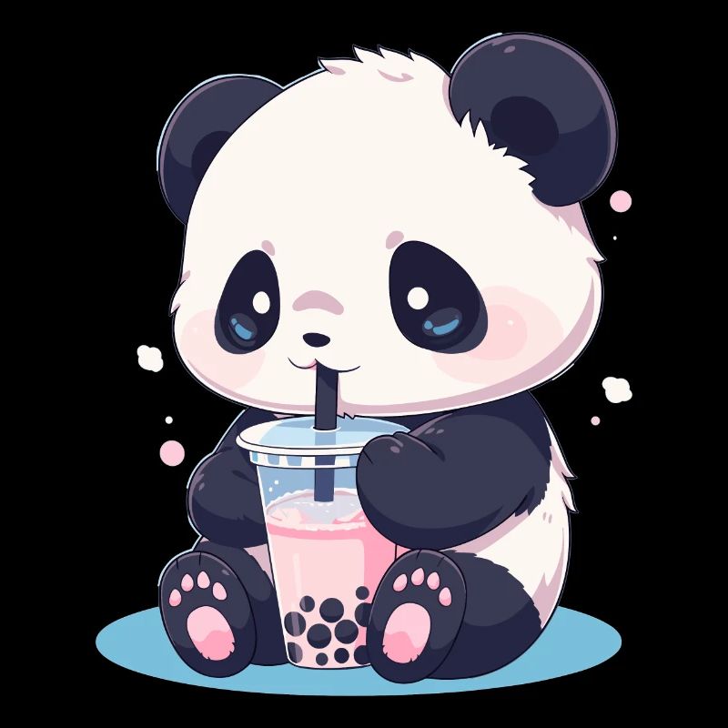 Kawaii Panda Drinks Boba Bubble Tea Chibi