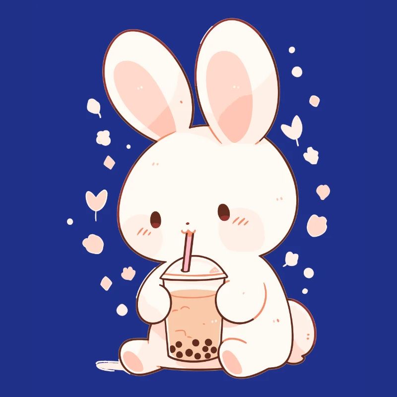 Kawaii Bunny Drinks Boba Bubble Tea Chibi
