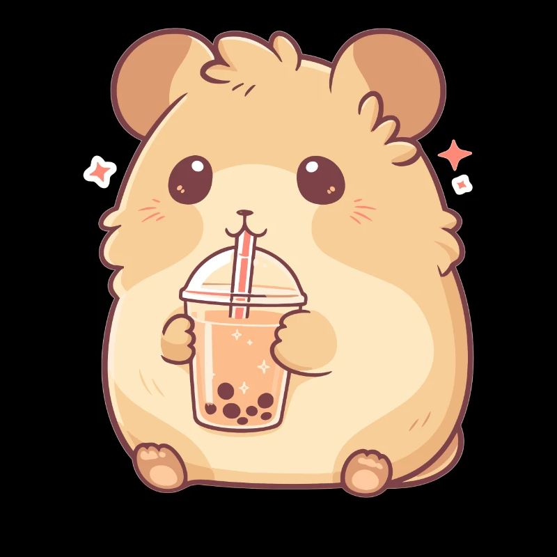 Kawaii Hamster trinkt Boba Bubble Tea Chibi