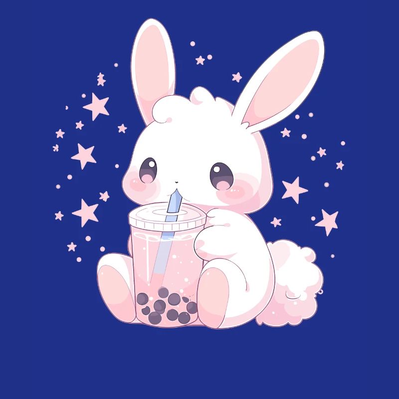 Kawaii Bunny Drinks Boba Bubble Tea Chibi