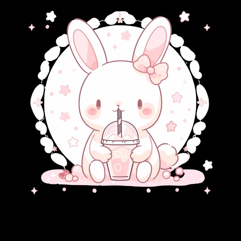 Kawaii Hase trinkt Boba Bubble Tea Chibi