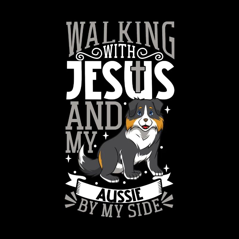 Jesus and dog - Australian Shepherd