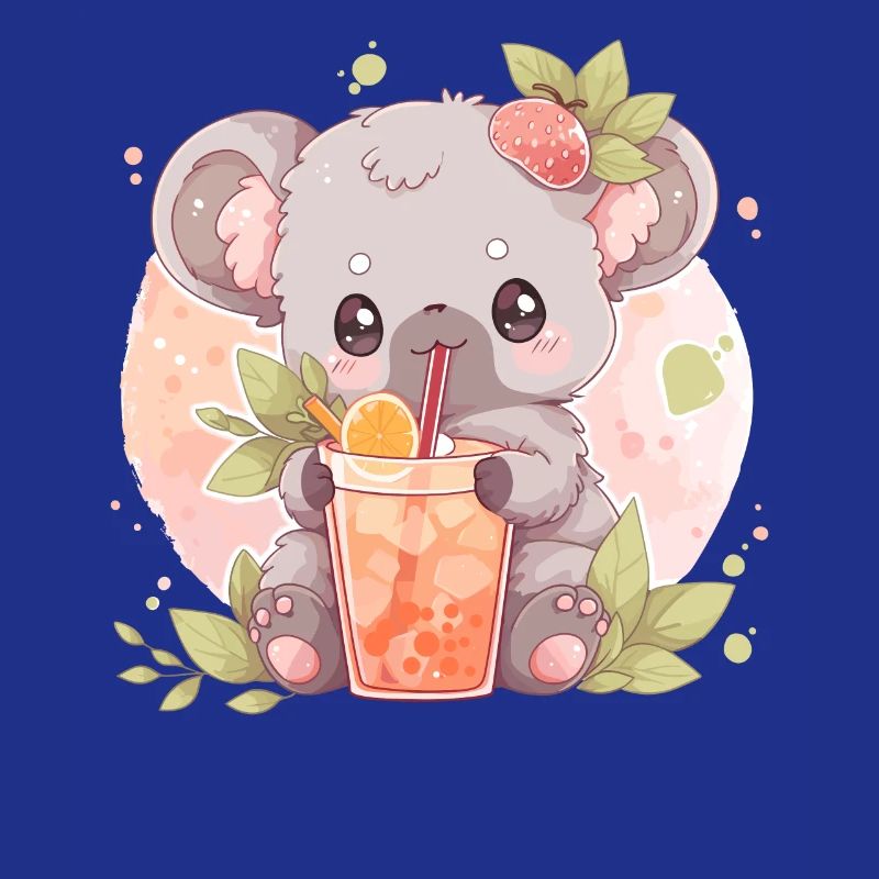 Kawaii Koala Drinks Boba Bubble Tea Chibi