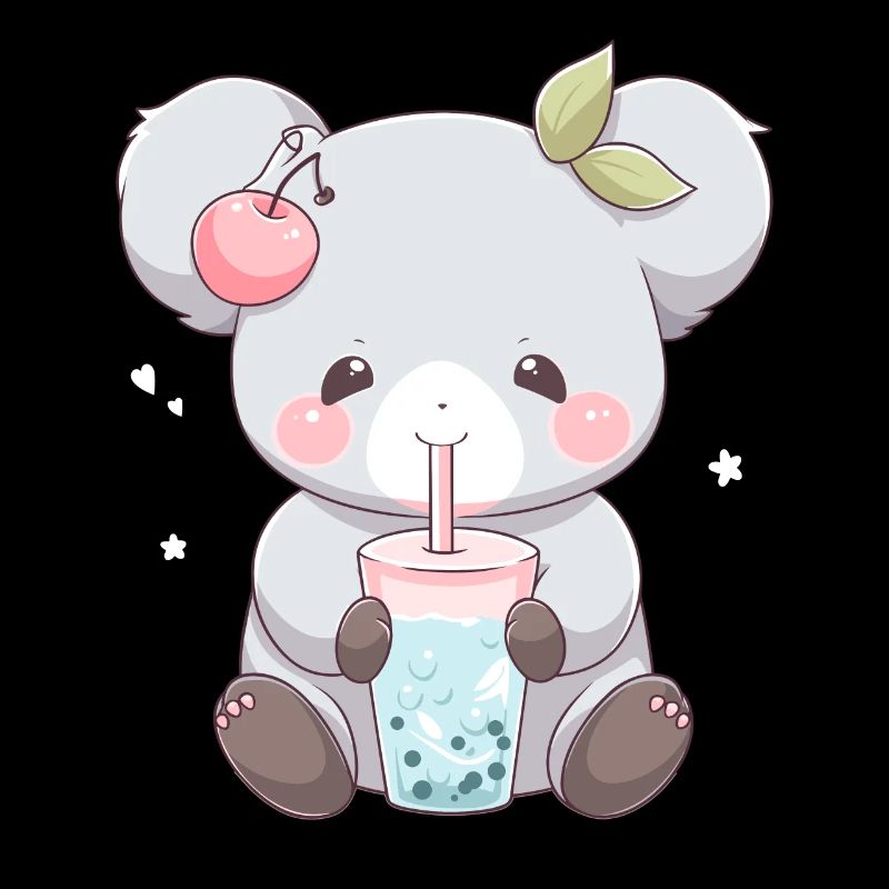 Kawaii Koala Drinks Boba Bubble Tea Chibi