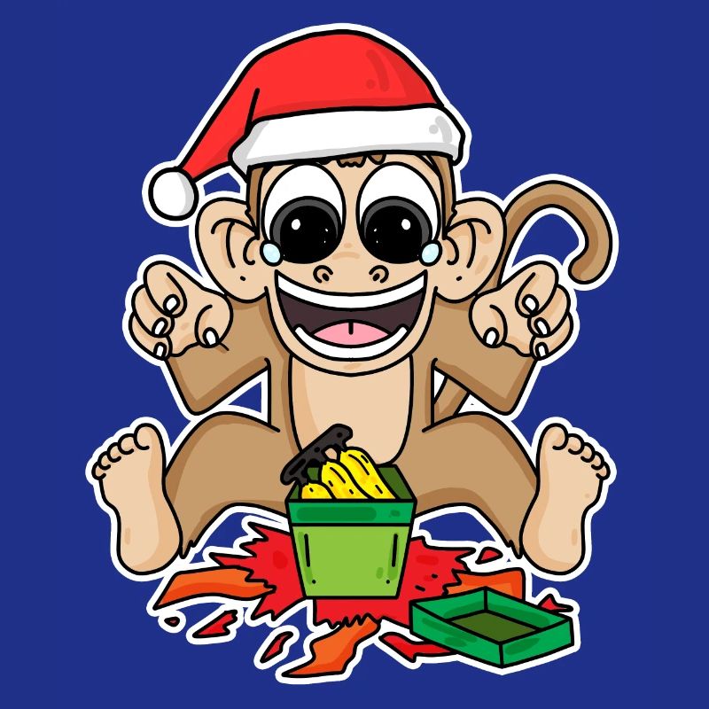 Monkey with Christmas hat