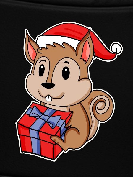 Eichhörnchen mit Weihnachtsmütze