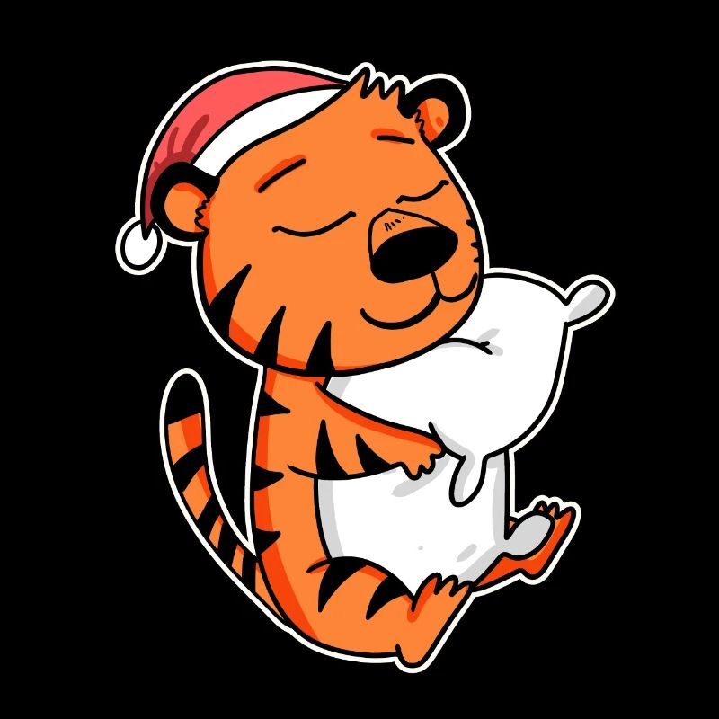 Tiger Cute Tired Christmas